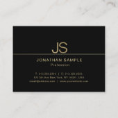 Modern Uitstekend Monogram Elegant Zwart Goud Luxe Visitekaartje (Achterkant)