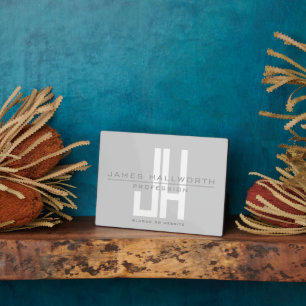 Modern Uitziend Zakelijk Monogram Grijs Fotoplaat