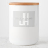 Modern Uitziend Zakelijk Monogram | Grijs Voedselcontainer Etiket (Voorkant)