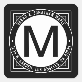 Modern uitziende bewerkbare retouradres vierkante sticker