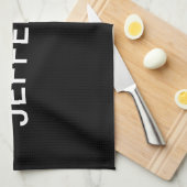 Modern uitziende vet zwart wit tekst theedoek (Quarter Fold)