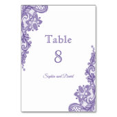 Modern ultra Violet Lace Weddenschap Tabelnummer Kaart (Voorkant)