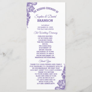 Modern ultra Violet Lace Wedding Programme Programma