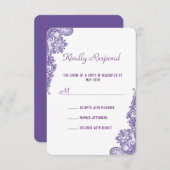 Modern ultra Violet Lace Wedding RSVP Uitnodigen (Voorkant / Achterkant)