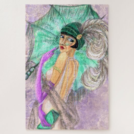 Modern Umbrella Lady Puzzle  Style Painting Legpuzzel (Verticaal)