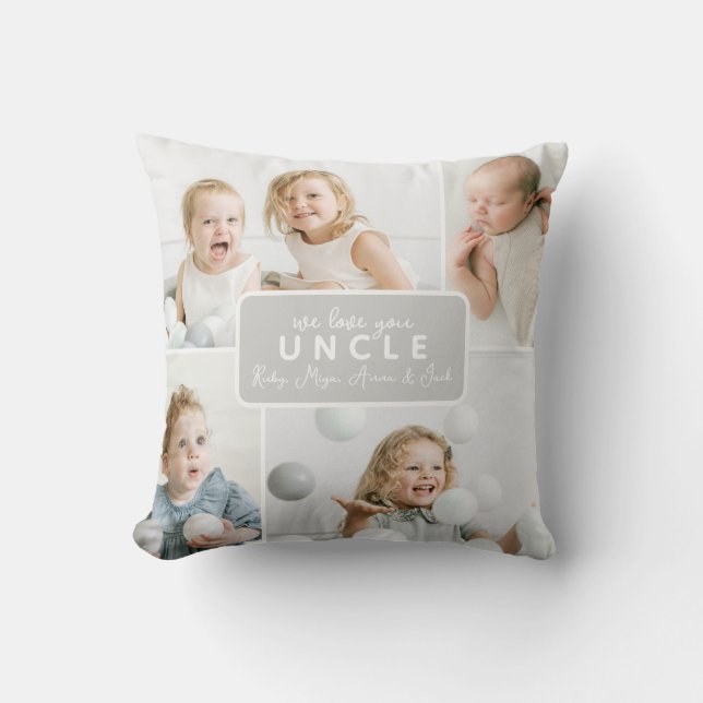 Modern Uncle 4 Photo Gray Kussen (Voorkant)