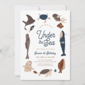 Modern Under the Sea 1st Birthday Kaart (Voorkant)