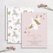 Modern Unicorn Muted Pink 1st Birthday Kaart