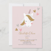 Modern Unicorn Muted Pink 1st Birthday Kaart (Voorkant)