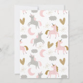 Modern Unicorn Muted Pink 1st Birthday Kaart (Achterkant)