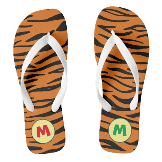 Modern uniek monogram dierprint bruin teenslippers (Voetbed)