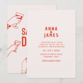 Modern uniek vet funky rood Save the Date Wedding Kaart (Voorkant / Achterkant)
