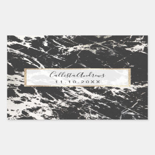 Modern Uniek Zwart Wit Marmeren Steen Patroon Rechthoekige Sticker