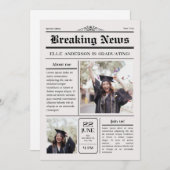 Modern Unique Fun Photo Krant Afstuderen Kaart (Voorkant / Achterkant)