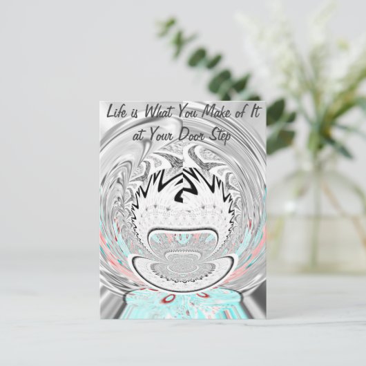 Modern Urban Ash Grey Flora Abstracte Patroon Kuns Briefkaart (Staand voorkant)