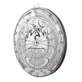 Modern Urban Ash Grey Flora Abstracte Patroon Kuns Dartbord (Voorkant Rechts)