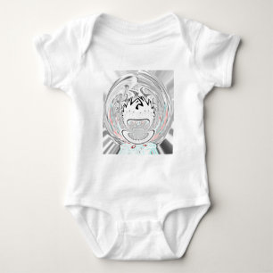 Modern Urban Ash Grey Flora Abstracte Patroon Kuns Romper