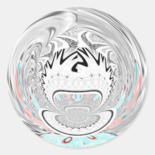 Modern Urban Ash Grey Flora Abstracte Patroon Kuns Ronde Sticker (Voorkant)