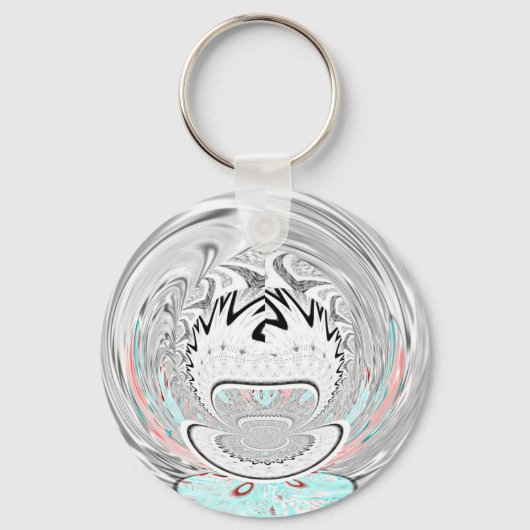 Modern Urban Ash Grey Flora Abstracte Patroon Kuns Sleutelhanger (Voorkant)