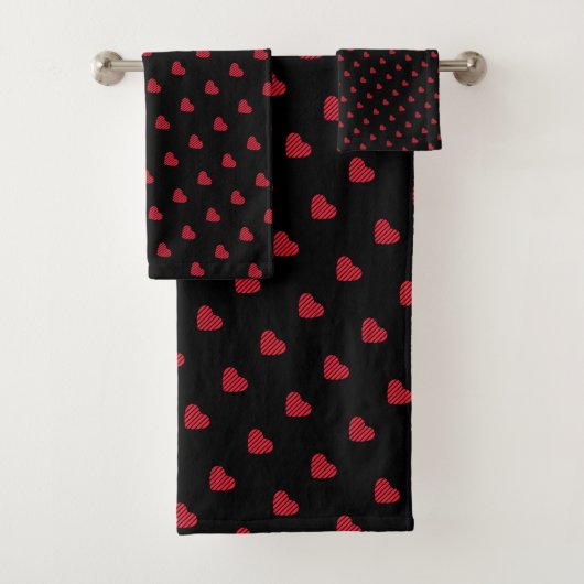 Modern Urban Red Hearts patroon Bad Handdoek (Insitu)