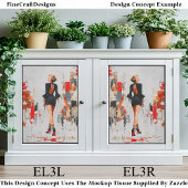 Modern Urban Woman, Red Sole Heels EL3L Decoupage Tissuepapier