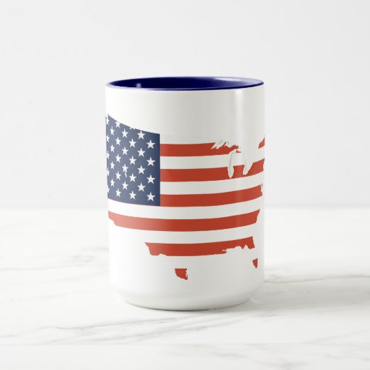 Modern USA Map Outline - American Pride White Mug (Centre)