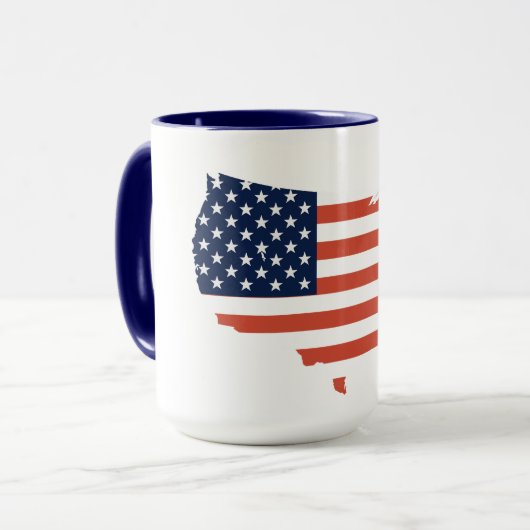 Modern USA Map Outline - American Pride White Mug Mok (Voorkant links)