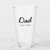 Modern Vader | Namen Kinderen Vaderdag Script Glas (Voorkant)
