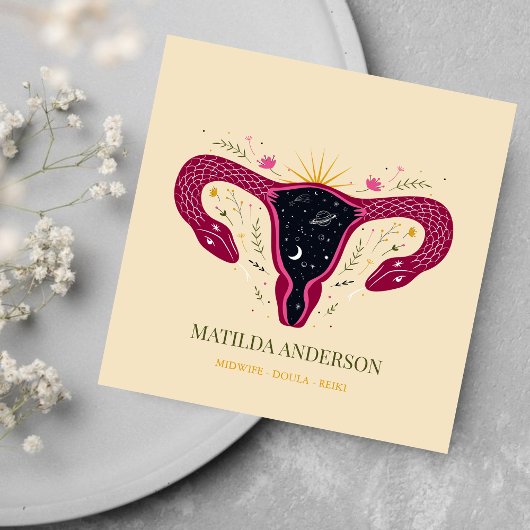 Modern Vagina Design Geboortecoach Verloskundige R Vierkante Visitekaartje