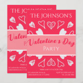 Modern Valentijnsdag Party Roze Kaart (Voorkant / Achterkant)