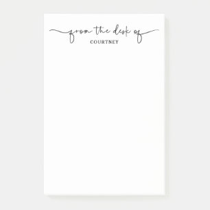 Modern van het bureau van Black White Script Swash Post-it® Notes