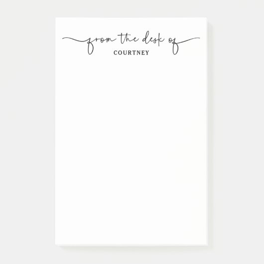 Modern Vanaf het Bureaublad van Zwarte Witte Scrip Post-it® Notes (Voorkant)