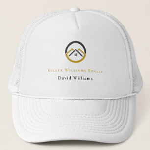 Modern vastgoed wit en goud aangepast logo trucker pet
