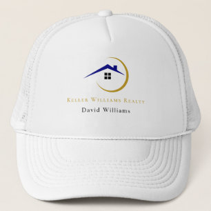 Modern vastgoed wit en gouden aangepast logo trucker pet