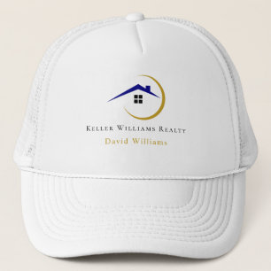 Modern vastgoed wit en gouden aangepast logo trucker pet