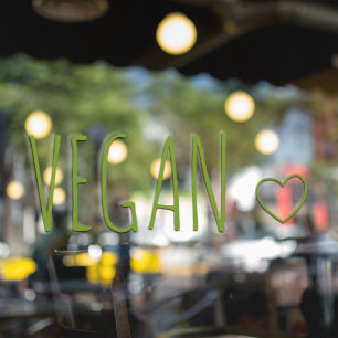 Modern Vegan met Hart   Eco Café & Winkel Bord Raamsticker