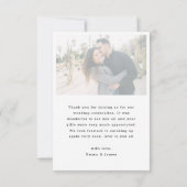 Modern Vellum Cursive Handwriting Weduwfoto Bedankkaart (Achterkant)