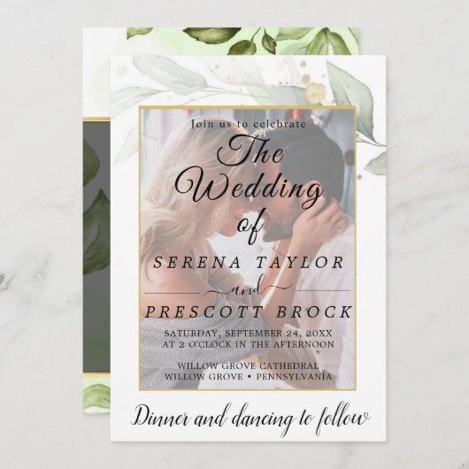 Modern Vellum Overlay Wedding Invitation Kaart (Voorkant / Achterkant)