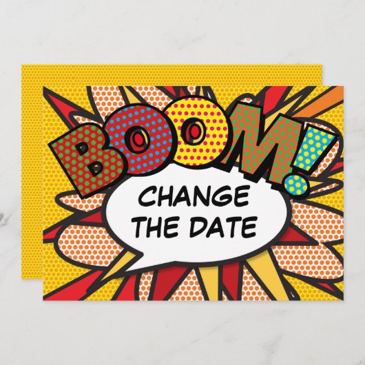 Modern Verander de datum Fun Comic Book Save The Date (Voorkant / Achterkant)
