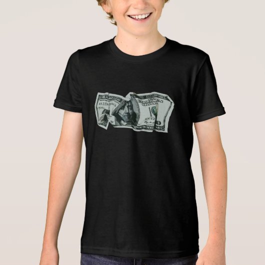 Modern Verfrommeld $100 Bill Design Tri-Blend Shirt (Voorkant)