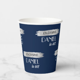 Modern Verjaardagsblad Hoesje Blauw Zilver Papieren Bekers