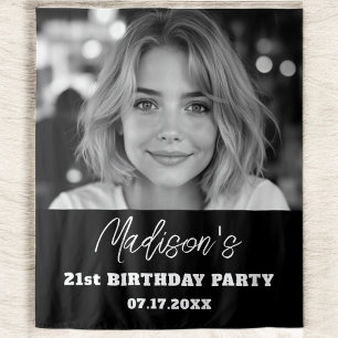 Modern verjaardagsfeest Zwart Custom Photo Instagr Wandkleed