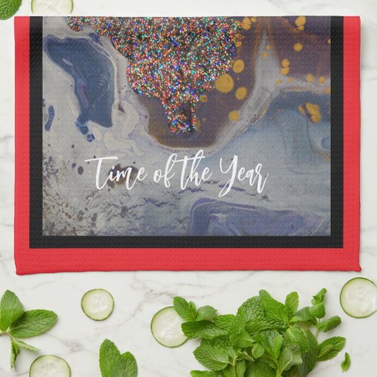 Modern verlicht kerstboomontwerp theedoek (Gevouwen)