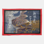 Modern verlicht kerstboomontwerp theedoek (Horizontaal)