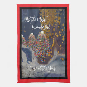 Modern verlicht kerstboomontwerp theedoek