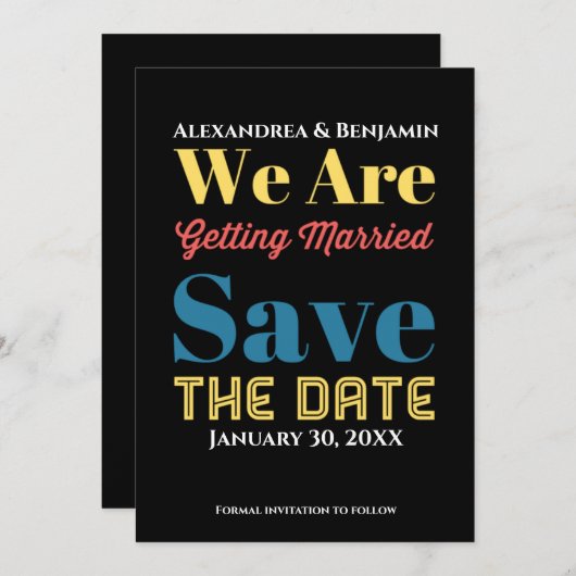 Modern verloofd bruidspaar aankondiging (Voorkant / Achterkant)