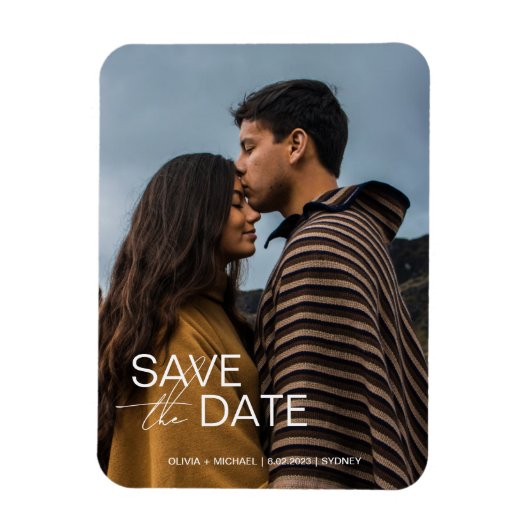 Modern verloving save the date huwelijksgunsten magneet (Verticaal)