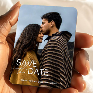 Modern verloving save the date huwelijksgunsten magneet