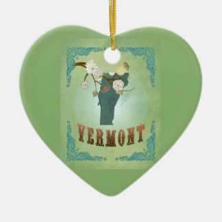 Modern Vermont State Map - Sage Green Keramisch Ornament