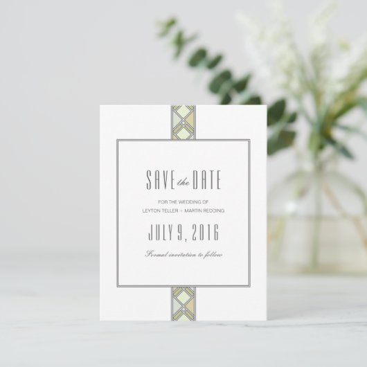 Modern vertakt patroon slaat de datum op save the date (Staand voorkant)